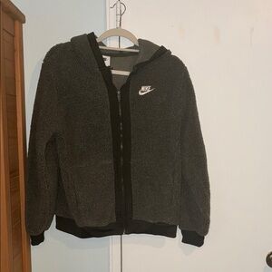 Nike Kids Olive Green and Gray Fleece Jacket